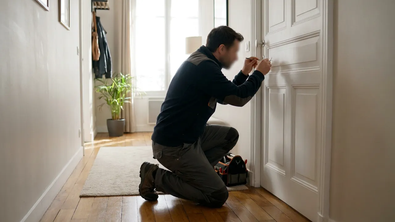 Ouverture fine d'une porte claquée au passe-partout dans une résidence de L'Haÿ-les-Roses
